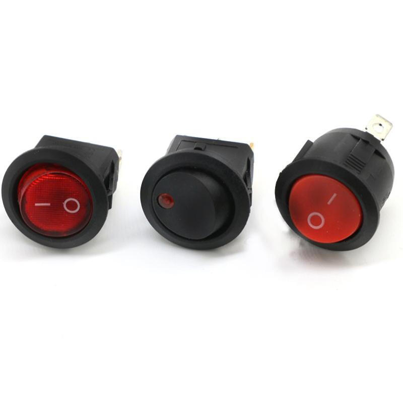 新款電飯鍋開關(guān)指示燈 多功能電鍋電飯鍋電炒鍋電火鍋翹板船型開關(guān)配件按鈕指示燈圓形 圓 3腳2檔 黑色紅燈 6A/250V(2個(gè))