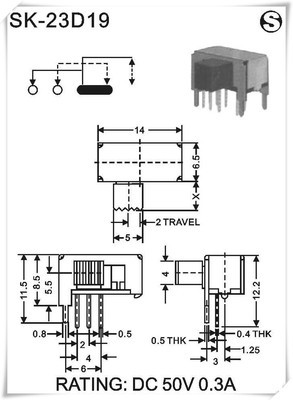拔動(dòng)開關(guān)三檔SK-23D19 企業(yè)集采優(yōu)選，側(cè)柄設(shè)計(jì)靈活應(yīng)用